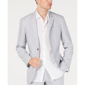 Tasso Elba Men's 100% Linen 2-Button Blazer Grey
